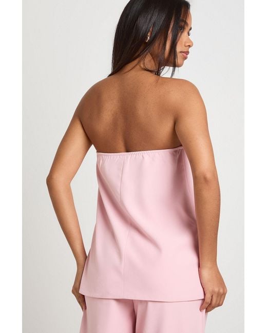 Boohoo Pink Button Detail Longline Tailored Bandeau