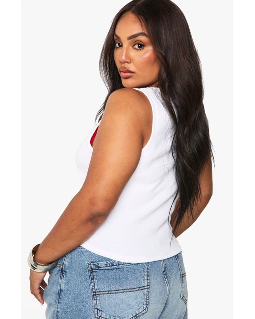 Boohoo Green Plus Rib Scoop Neck Racer Back Vest Top