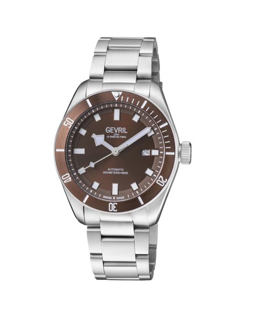 Gevril Gray Yorkville Dial Steel Watch Leather for men
