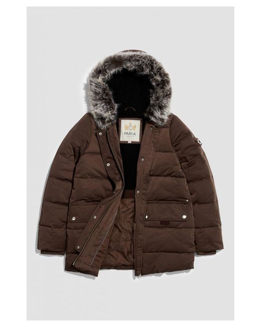 Parka London Brown Nordic Mid-Length Faux Fur Jacket