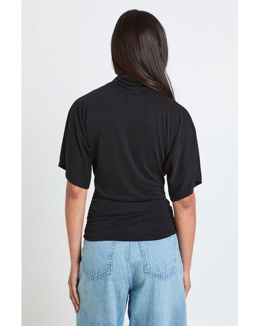 Boohoo Black Modal Bat Wing High Neck Top