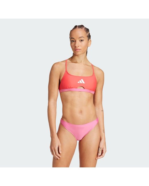 Adidas Red Padded Colorblock X-Back Bikini