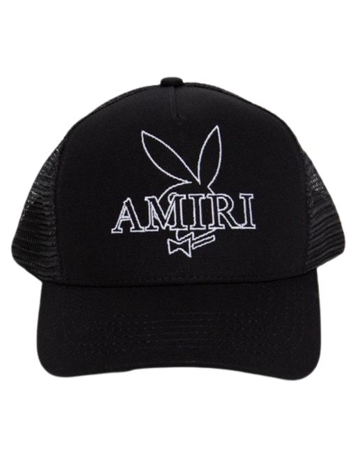 Amiri Black Playboy Bunny Logo Hat Cotton for men