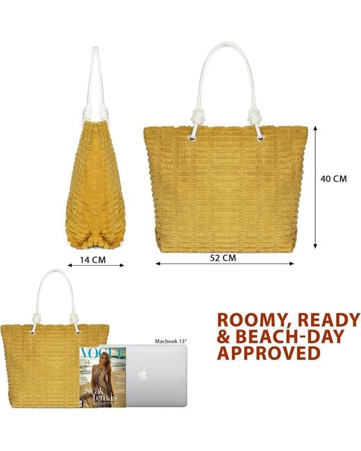 Woodland Leathers Yellow Large Beach Bag, Waterproof Summer Tote