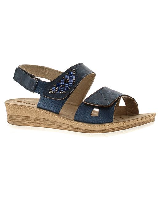 Inblu Black Wedge Sandals Iterate Touch Fastening
