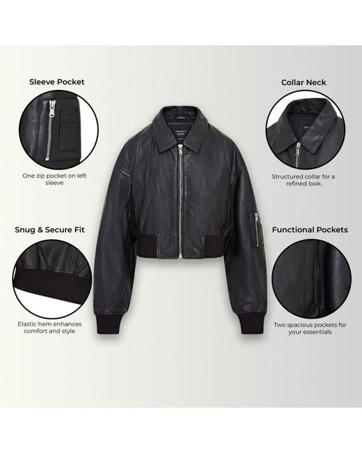 Infinity Leather Black Oversized Ma-1 Bomber Jacket