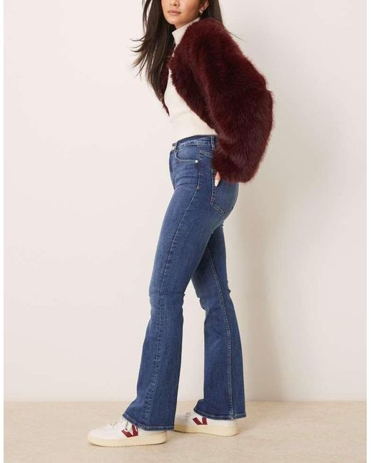 Gina Tricot Blue High Rise Flare Leg Stretch Jeans