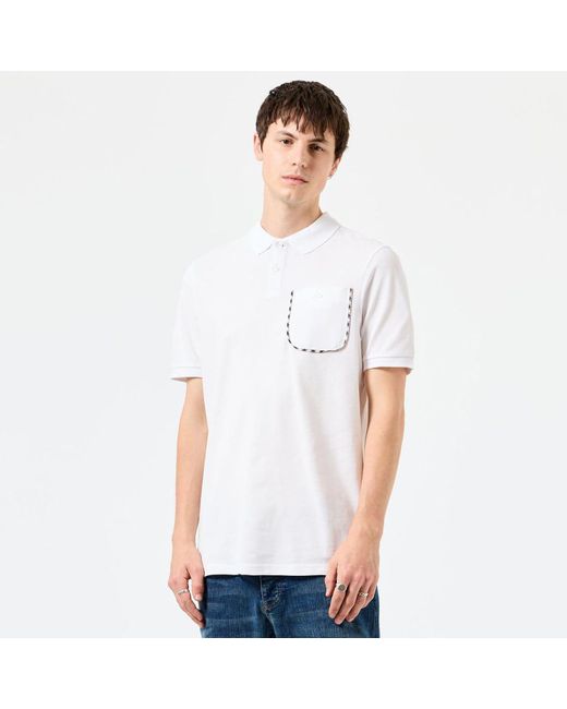 Weekend Offender Spence Mid Check Detail Poloshirt In Wit in het White voor heren