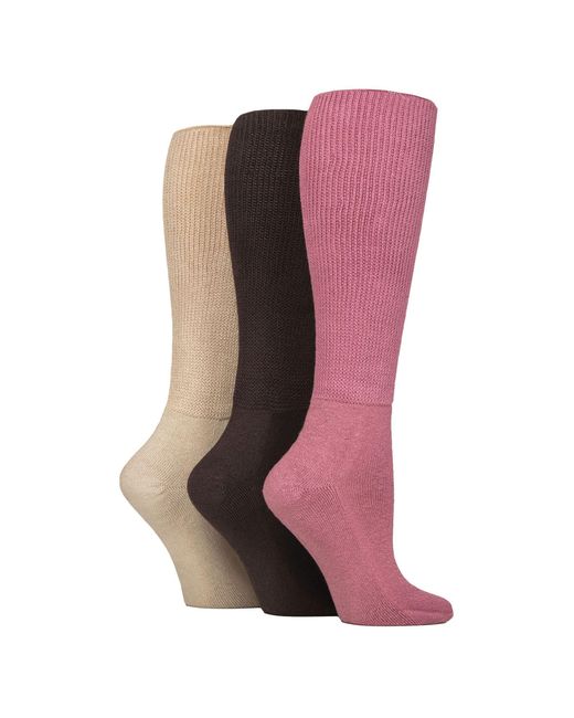 IOMI Pink 3 Pack Ladies Knee High Soft Bamboo Diabetic Socks for men