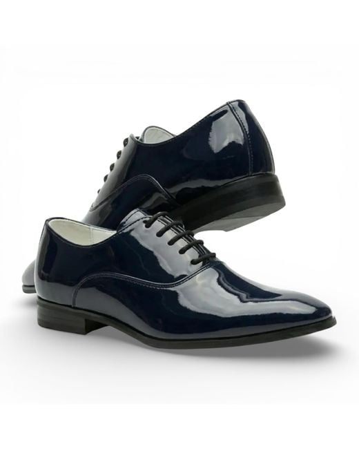 Infinity Leather Blue Formal Patent Pu Oxford Dress Brogue Shoes Faux Leather for men