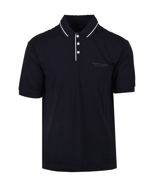 ARMANI EXCHANGE Black Jersey Polo Shirt Deep Cotton for men