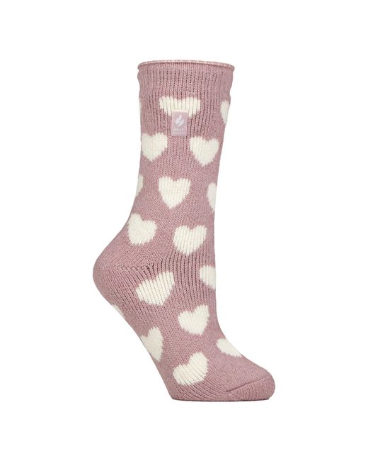 Heat Holders Pink Ladies Jacquard Thermal Socks For Winter