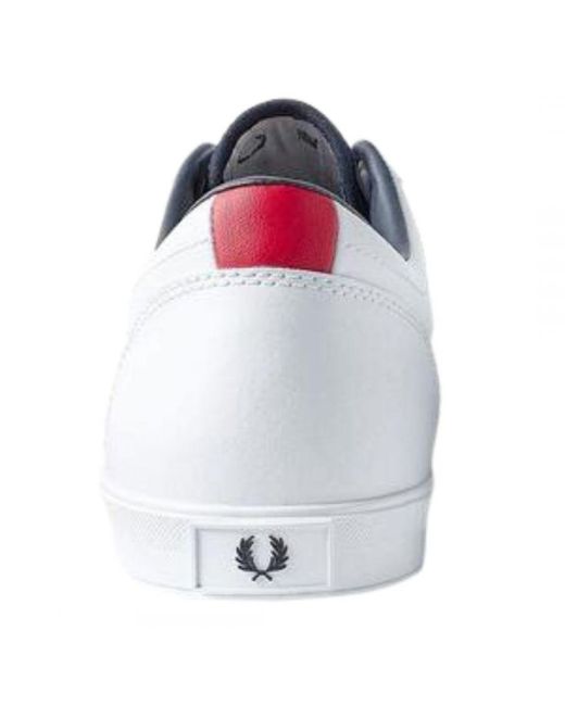 Fred Perry White Baseline Perf Leather Trainers for men