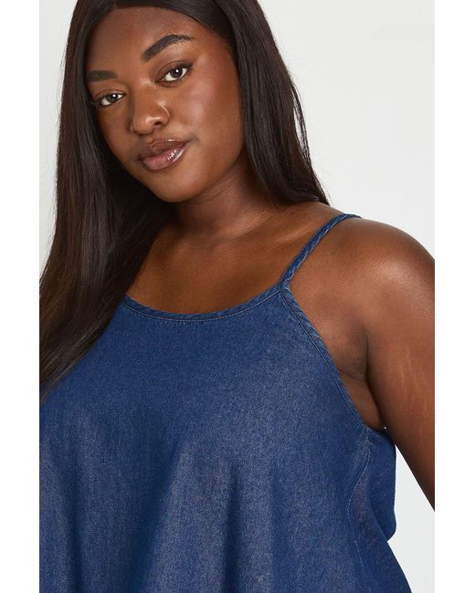 Boohoo Blue Plus Chambray Swing Cami