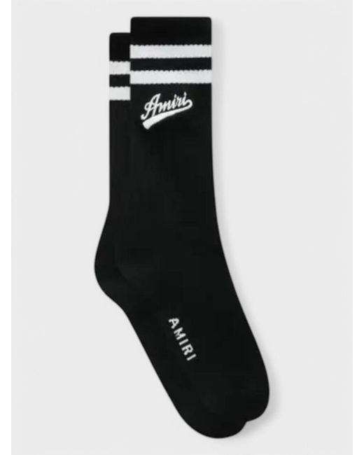 Amiri Black Varsity Script Sock for men