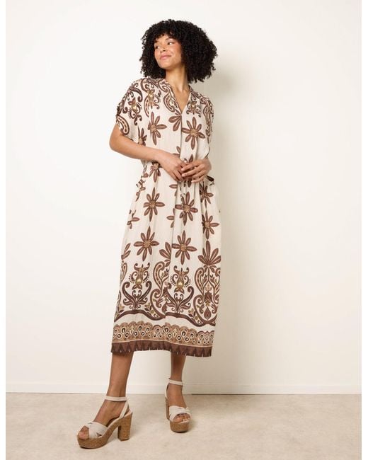 Blue Vanilla Natural Dress With Bold Floral Print