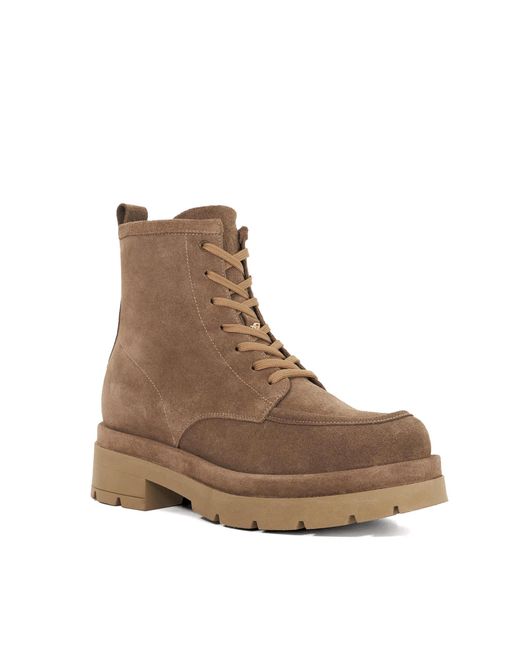 Dune Brown Pennington Suede Chunky Lace Up Boots