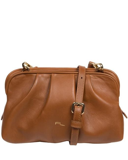 Pure Luxuries Brown 'Halsey' Nappa Leather Cross Body Clutch Bag