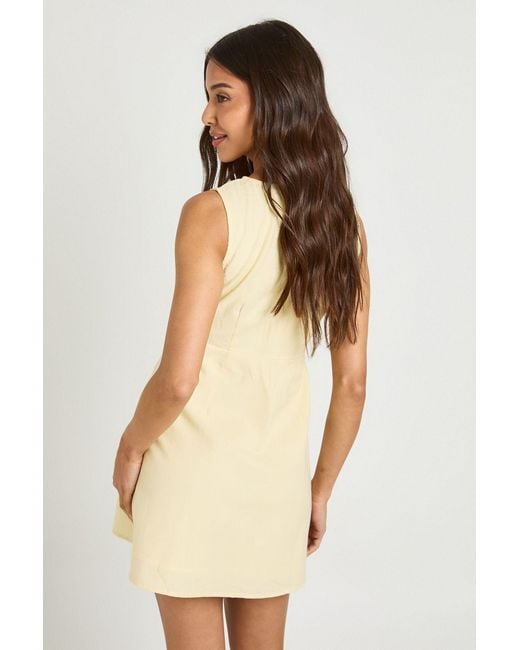 Boohoo Natural Linen Bust Detail Shift Dress