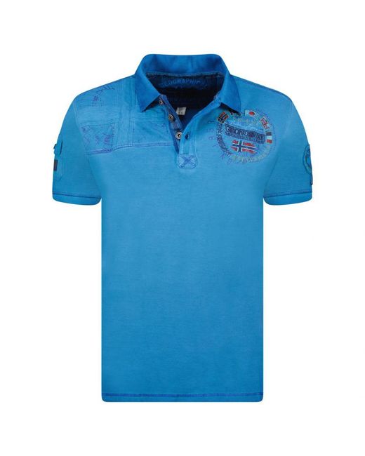 GEOGRAPHICAL NORWAY Blue Short-Sleeved Polo Shirt Sy1307Hgn for men