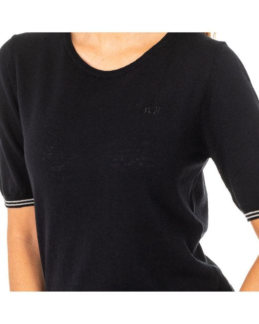 La Martina Dames-t-shirt Met Korte Mouwen En Ronde Hals Lws001 in het Black