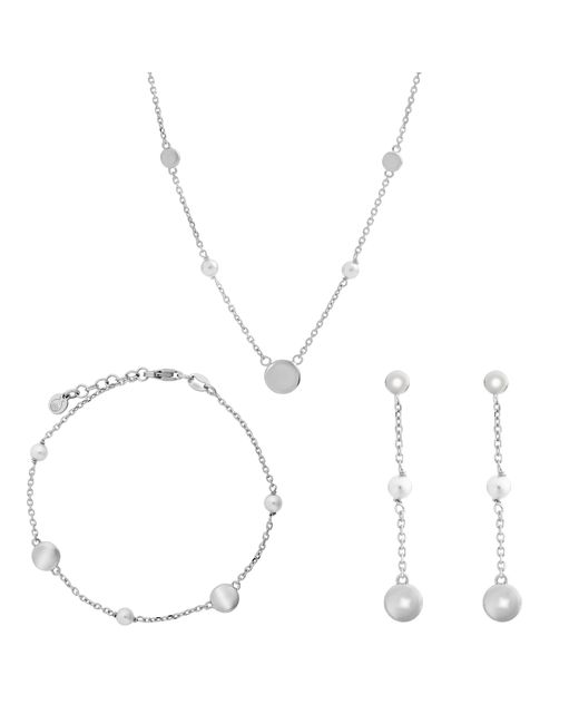 Orphelia White 'Milena' 925 Sterling Set: Chain + Bracelet + Earrings