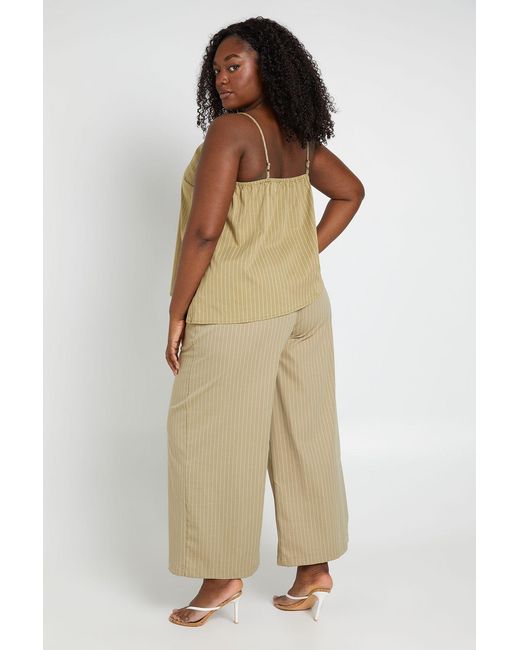Boohoo Natural Plus Stripe Peached Elasticated Wide Leg Trousers