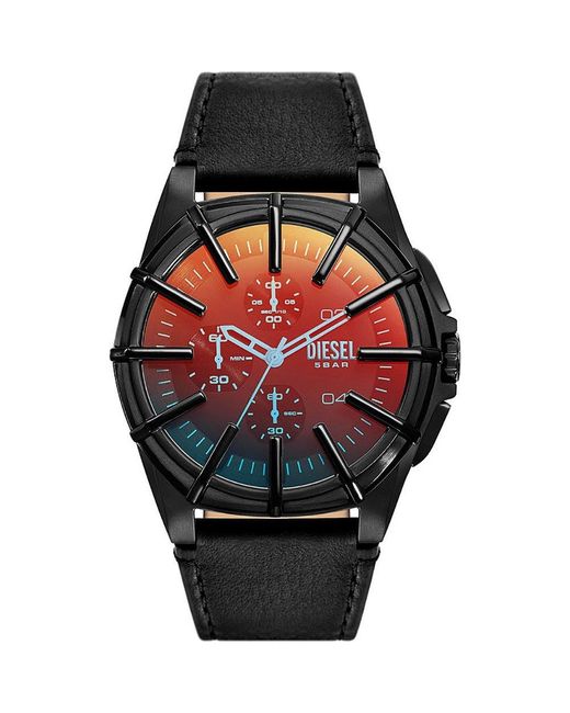 DIESEL Black Framed Watch Dz4658 Leather (Archived) for men