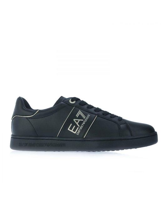 EA7 Blue Emporio Armani Leather Sports Shoes for men