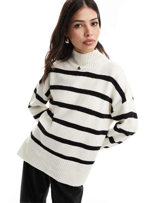 ASOS White Longline Jumper With High Neck