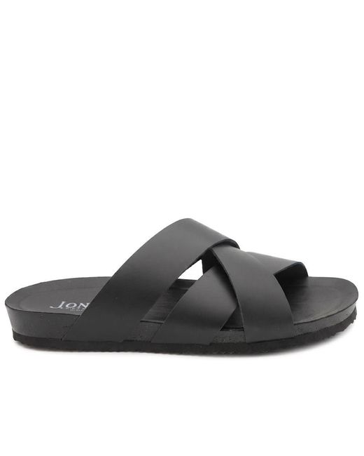 Jones Bootmaker Black Wallsend Leather Mule Sandals for men