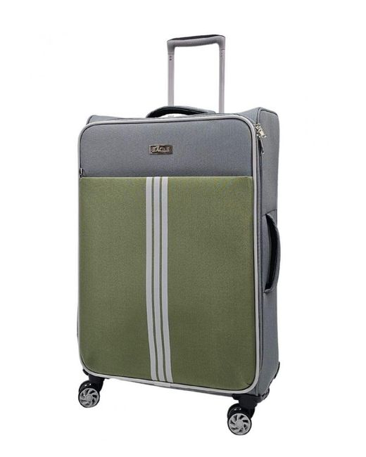 Infinity Leather Green Lightweight Cabin Suitcases 4 Wheel Luggage Travel Bag