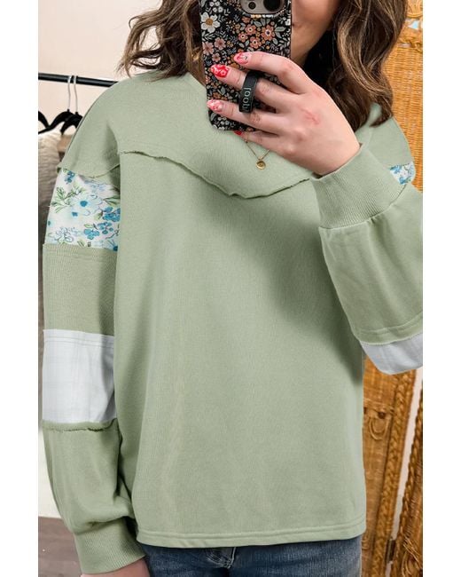 Azura Exchange Stoffen Blok Langsleeve Top in het Green