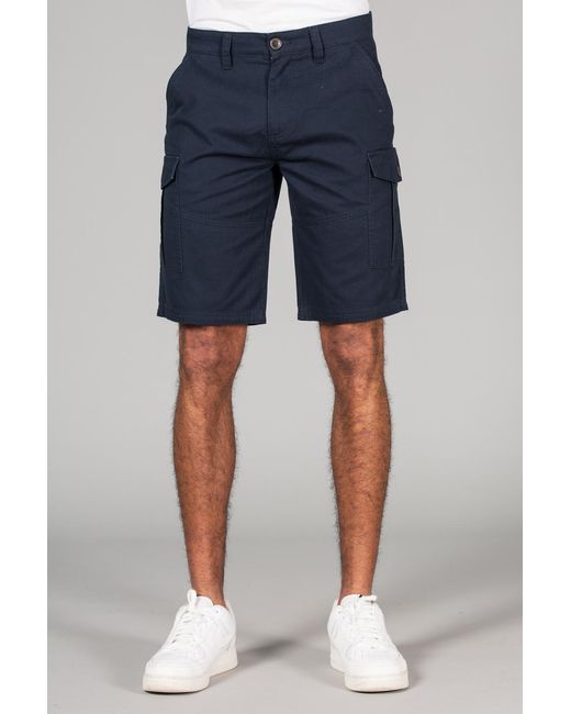 Tokyo Laundry Blue Cotton Cargo Shorts for men
