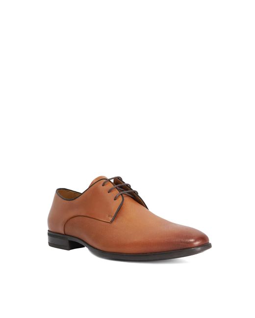 Dune Brown Saffi Wf Leather Lace-Up Shoes for men