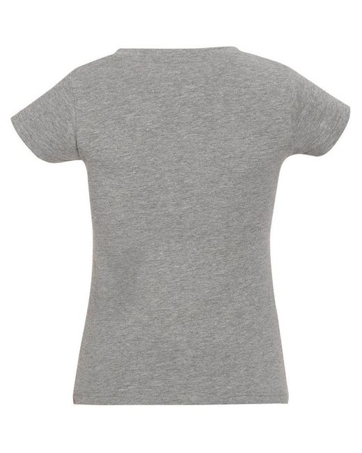 Sol's Gray Ladies Moon V Neck Short Sleeve T-Shirt Marl) Cotton