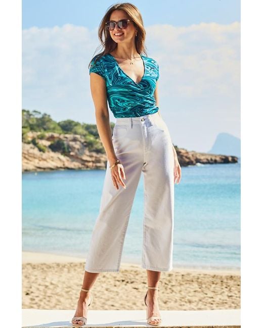 Sosandar Blue Denim Culotte Jeans