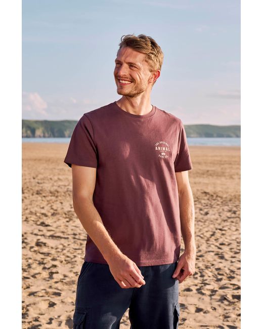 Mountain Warehouse Red 'Jacob' Cotton T-Shirt Comfy Beach Summer Casual Tee for men