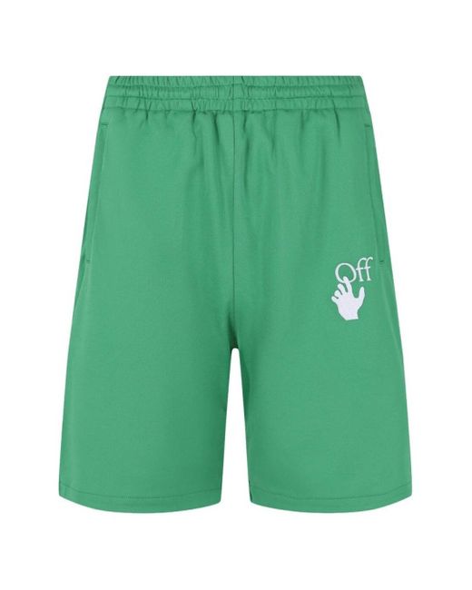 Off-White c/o Virgil Abloh Green Hands Off Logo Skate Fit Track Sweat Shorts Textile for men