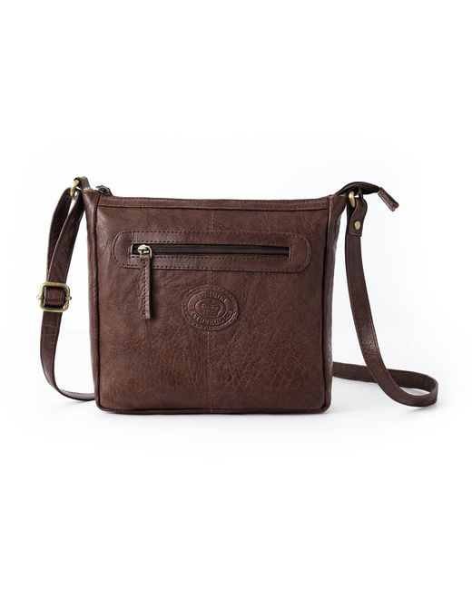 Woodland Leathers Brown Genuine Leather Crossbody Bag