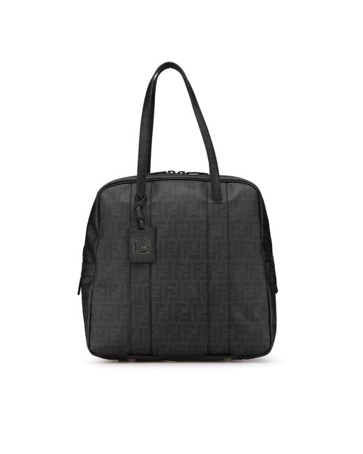 Fendi Black Structured Tote Bag With Zip Closure