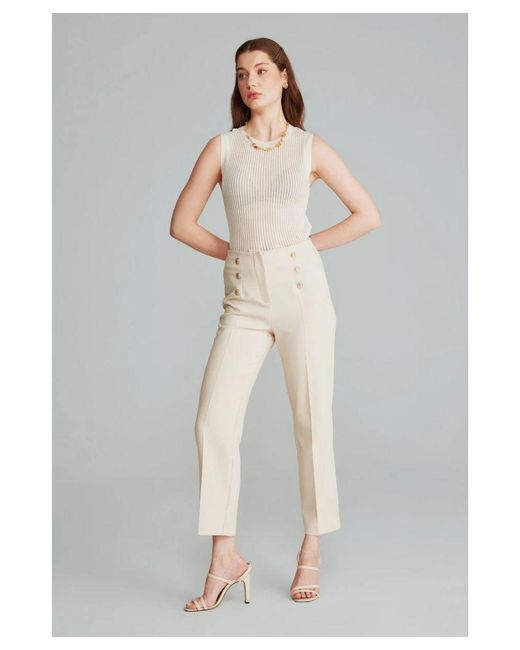 GUSTO White High Waist Trousers With Buttons