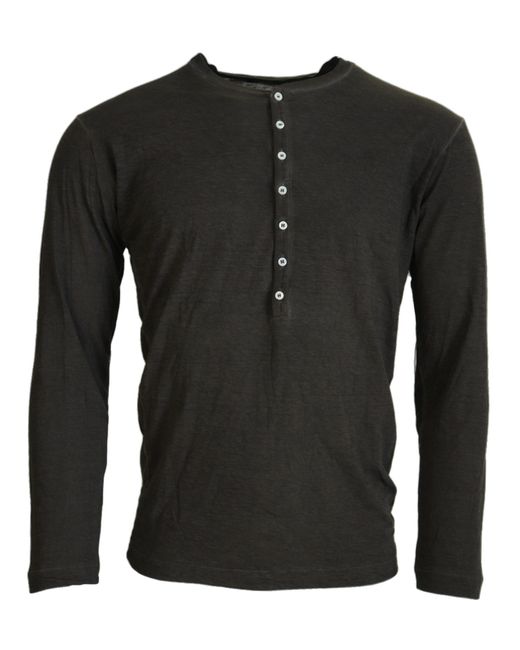 DSquared² Black Long Sleeve Henley Shirt Tsh3535 for men
