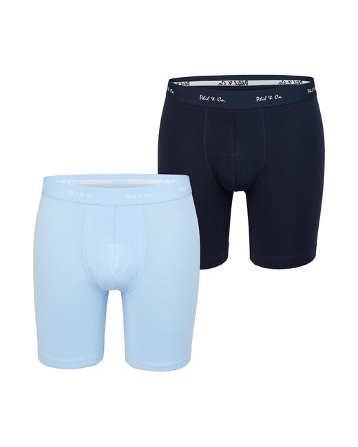 Phil & Co. Berlin Retro Boxer Long Boxer 2-Pack in Blue für Herren