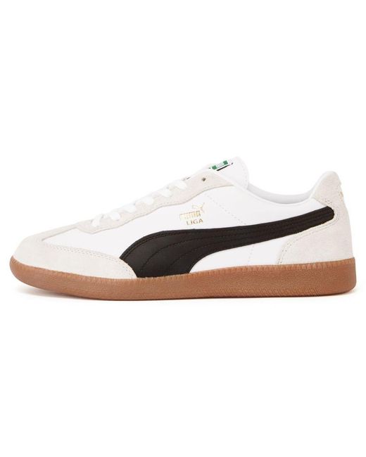 PUMA White Liga Leather Sneakers