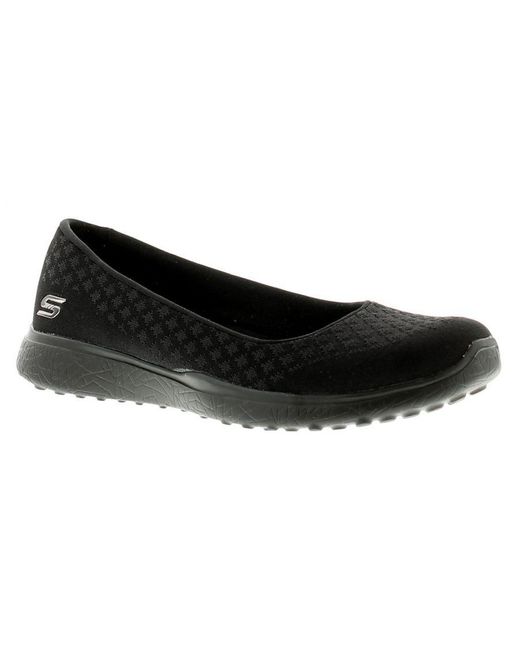 Skechers Microburst One Up Ladies Flats Shoes Black Textile