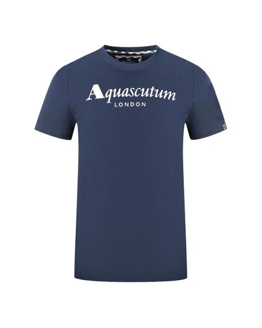 Aquascutum Blue London Brand Logo T-Shirt for men