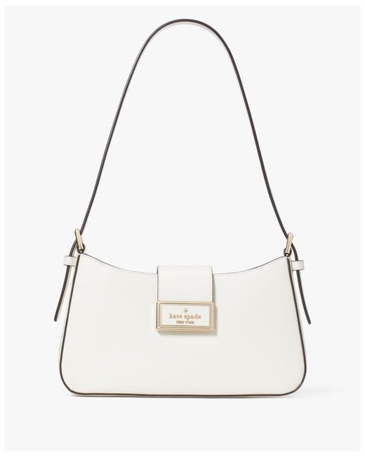 Kate Spade White Reegan Saffiano Leather Medium Shoulder Bag