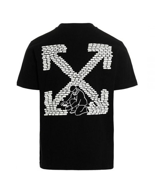 Off-White c/o Virgil Abloh Black Off- Bricks Logo Slim Fit T-Shirt for men