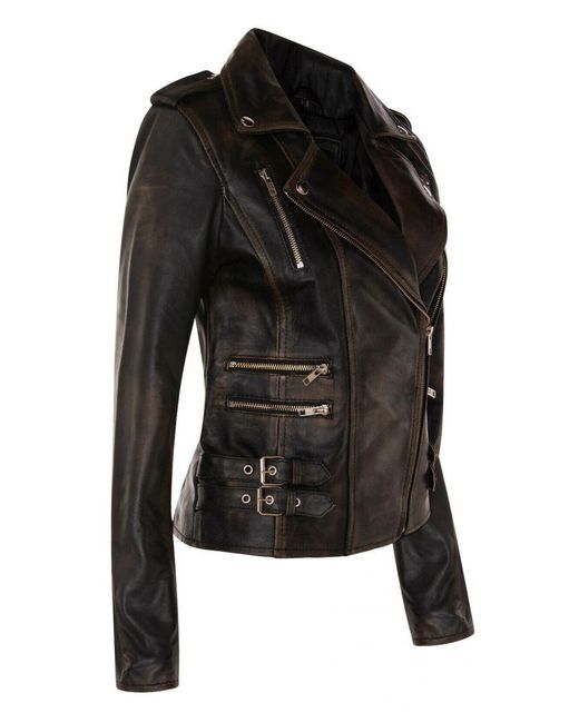 Infinity Leather Black Brando Biker Jacket-Loddon